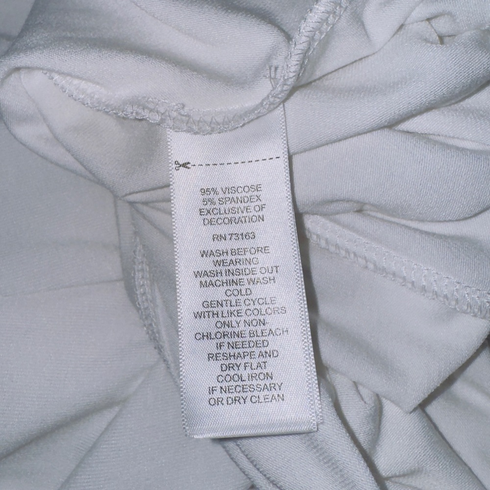 Cupio NWT white embroidered 3/4 length sleeve split neck stretchy dress sz S - Picture 10 of 11